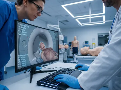 MRI simulator software on computer screen